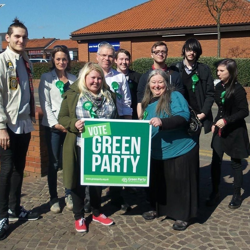 Kirwan (right) with Green Party activists