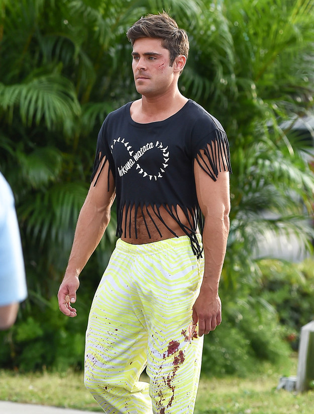 The 9 Most Important Photos Of Zac Efron In A Fringe Crop Top.