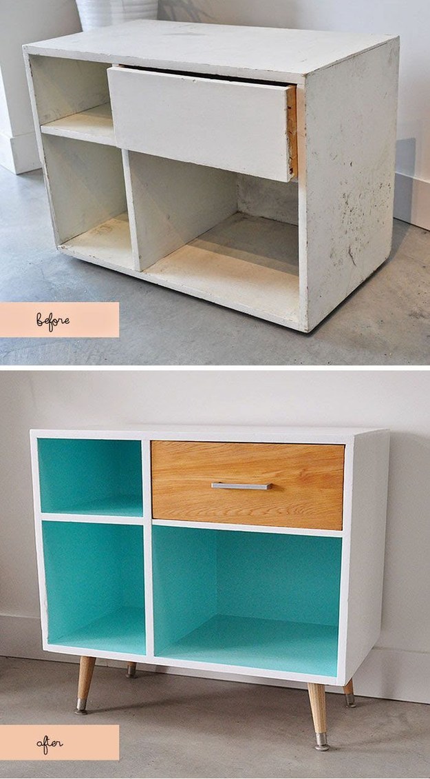 Legs can turn a ratty cabinet into a Mid-Century Modern wonder.