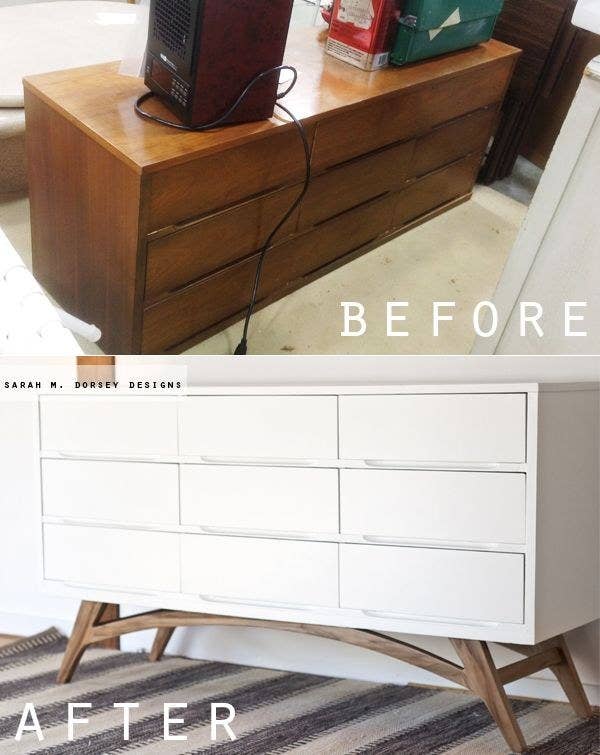 19 Furniture Makeovers That Prove Legs, How To Put Legs On Dresser