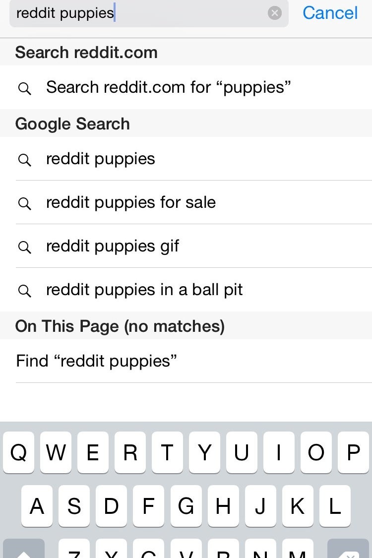 Using Quick Search in Safari.