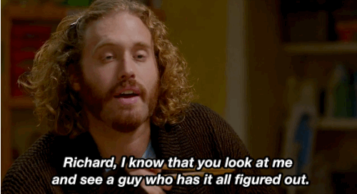 I'm not sure what it is, but he's got it all figured out, and you gotta love a man who knows how to do that.