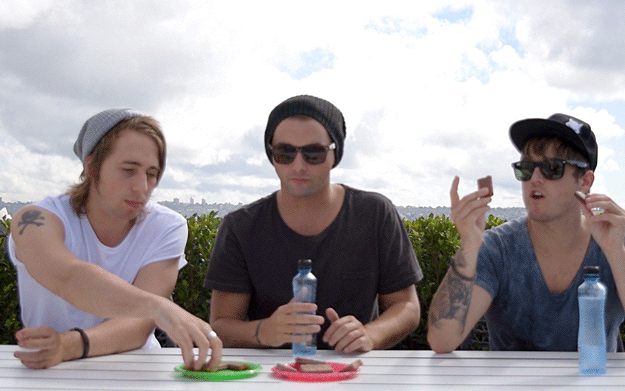 Bradie: It's definitely green.Shaun: They're different flavours! Are they different flavours of the same brand? I think green's legit, but pink is pretty damn good!Andy: It's totally green.
