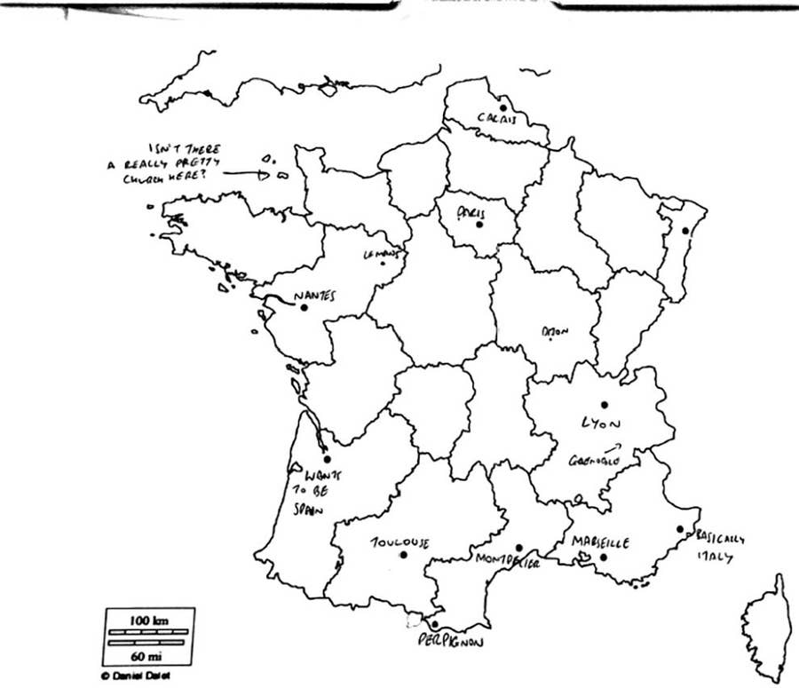On A Demande A Des Britanniques De Remplir Une Carte De La France