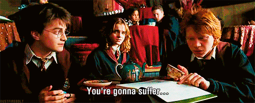 "In GoF Harry and Ronny predicts exactly what will happen to Harry in the Triwizard Tournament when they make up predictions for their Divination homework. First he will be "in danger of burns" (First task - Dragons), next he will "lose a treasured possession" (Ron (and Hermione) his best friend whom he will have to recover from the Merpeople), then he will get "stabbed in the back by someone you thought was a friend" (Prof. Moody) and finally he will "come off worse in a fight" ( duel with Voldemort at the graveyard).Also worth noticing is that they also "foresee" that harry will lose his bet that Ron will win his fight ( = supposedly came of worse in). They claim that they will drown (nearly happens in the 2nd task) also it is said that their fake predictions (who turns out not to be that fake) grew "steadily more tragic" and they even predicted their own deaths. Later events in the HP eerie do steadily grow more tradgic and many wizards and Witches do die horrifically in the future."-Silje Johansen, Quora