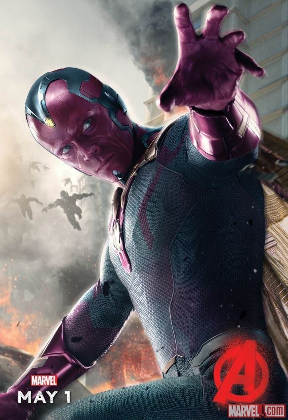 The first full look at the mysterious android character, and wow Vision translates well from ink to screen. A lot of it comes from the look Paul Bettany's face. There's just this sort of confidence that he's in control here.
