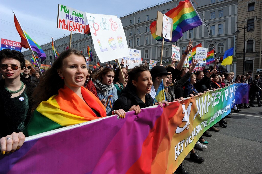 Russian Lgbt Activists March In Rainbow May Day 