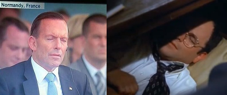 Costanza made an art-form of sleeping on the job; Abbott's hit the snooze button climate warnings from the CSIRO, the UN, the Bureau of Meteorology, the Climate Authority, the Climate Council, the US, the UK, Germany, France, China, Switzerland, the G20, the OECD, the World Bank and the IMF.