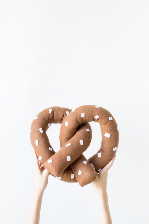 Stitch up a giant pretzel pillow for your couch.