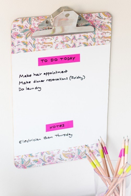 Transform a clipboard into a cute to do list reminder.