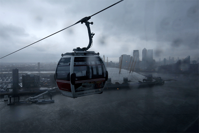 How about you take the cable car, and I stand at the other side and cut the cables?