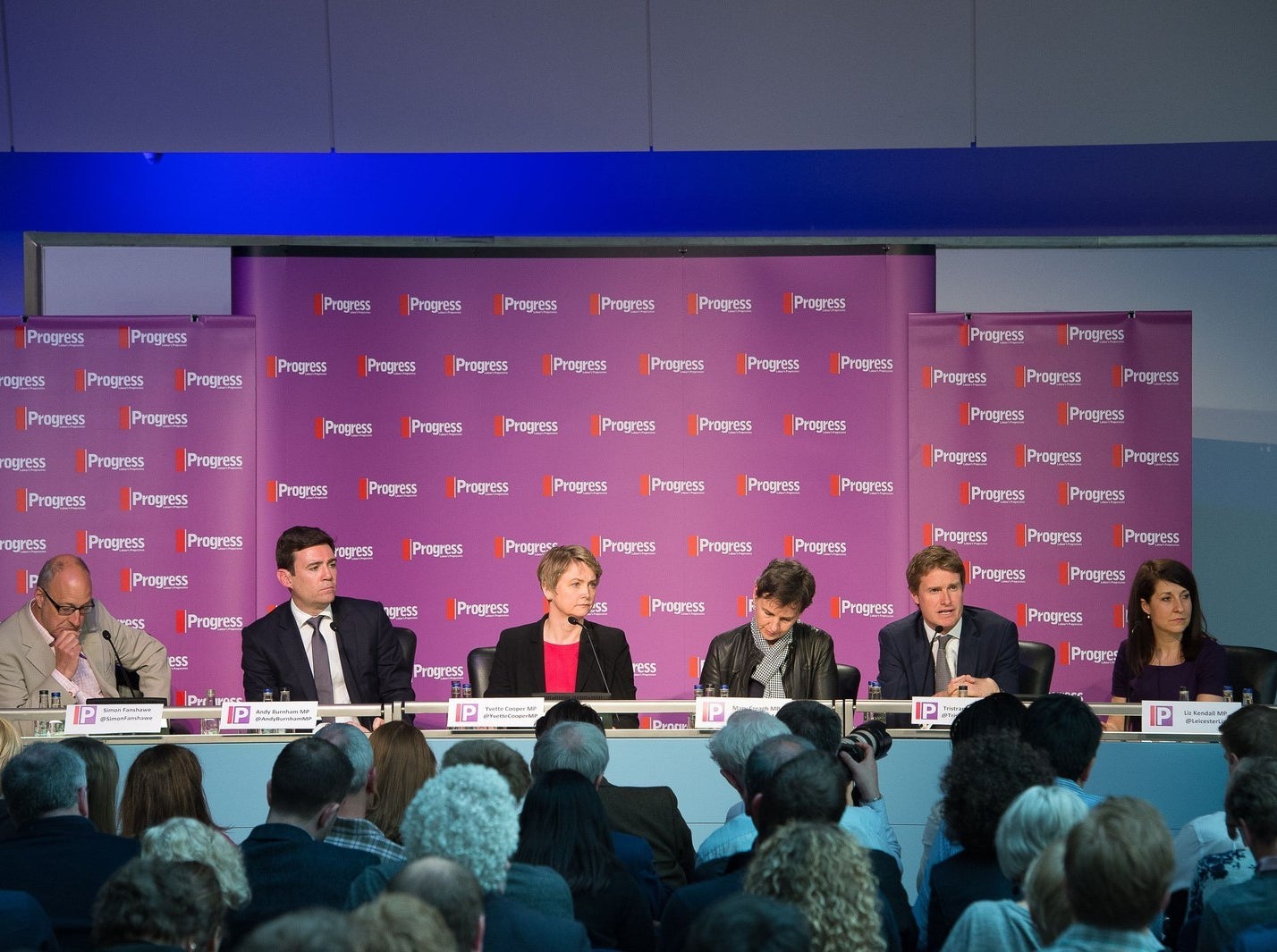 Liz Kendall (right) with leadership rivals Andy Burnham, Yvette Cooper and Mary Creagh. Tristram Hunt decided not to run.
