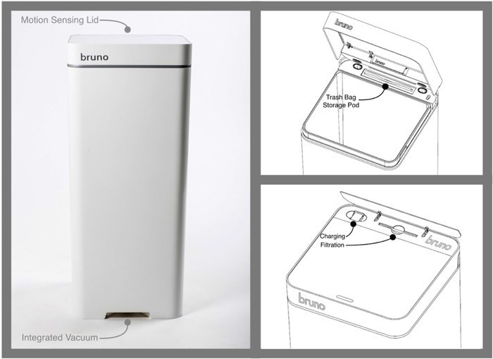 It's got a hands-free motion-sensored opening, is Wi-Fi connected to send you alerts when it's trash day and when you're almost out of bags...