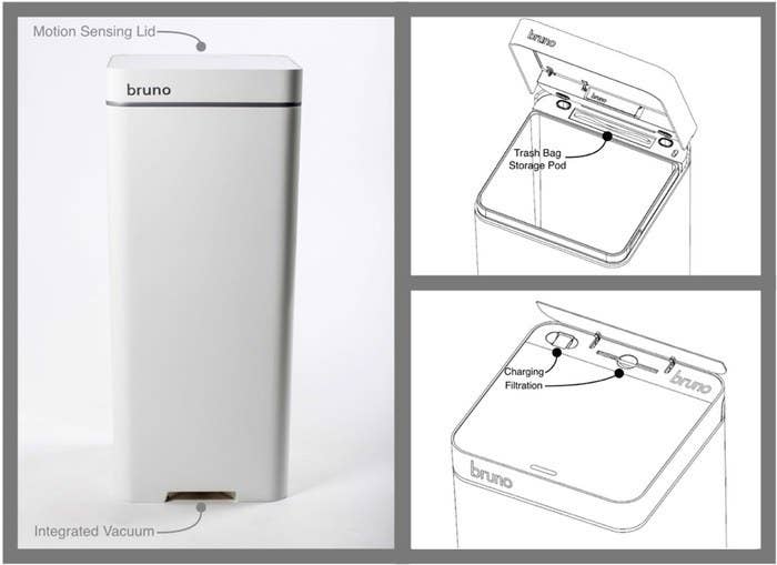 It's got a hands-free motion-sensored opening, is Wi-Fi connected to send you alerts when it's trash day and when you're almost out of bags...