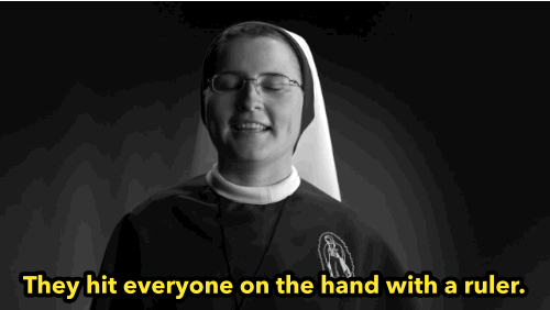 Image result for nuns with rulers gif