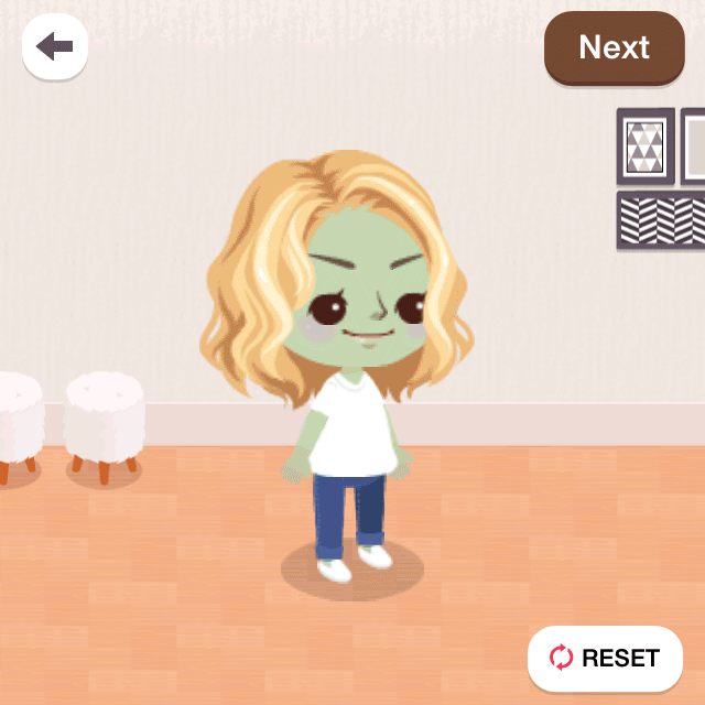 In LINE PLAY you can look like whatever you want. You can be green, or a boy, or even an animal.