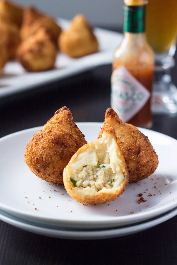 These Brazilian street food staples are stuffed with shredded chicken and deep-fried to perfection.Country: BrazilTypical Filling: ChickenRecipe: Brazilian Chicken Coxinhas Croquettes