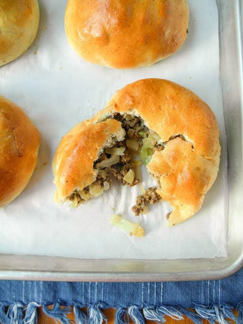 These savory Oktoberfest favorites are also a comfort food tradition in middle America. Country: GermanyTypical Filling: Beef and cabbage.Recipe: Nebraska Beef Buns