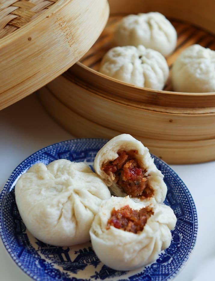 This dim sum standby is like a Cantonese barbecue feast tucked away in a doughy bun.Country: ChinaTypical Filling: Barbecued pork.Recipe: Steamed Char Siu Bao