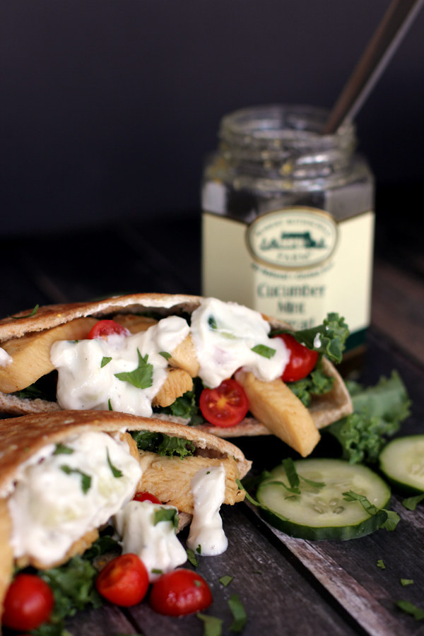Greek Chicken and Kale Pita Sandwiches