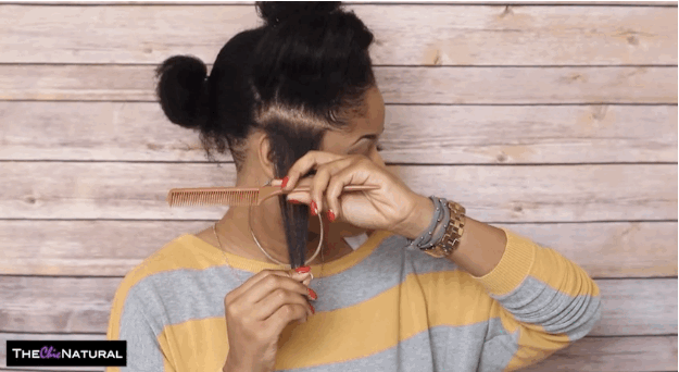 The straightening comb will detangle and help the hair sit flat while the straightener does its job. See the full video here.Get a straightening comb here for $6.99.