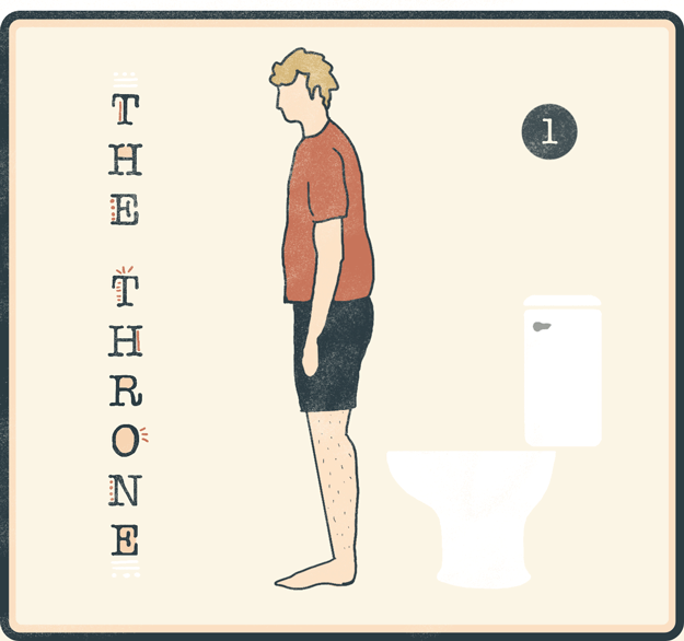 Sit on the toilet / place laptop on your knees / watch.