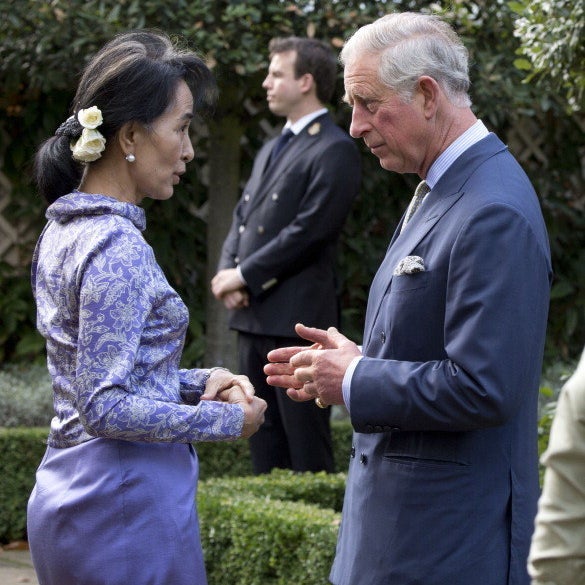 Suu Kyi with the U.K.&#x27;s Prince Charles in 2013