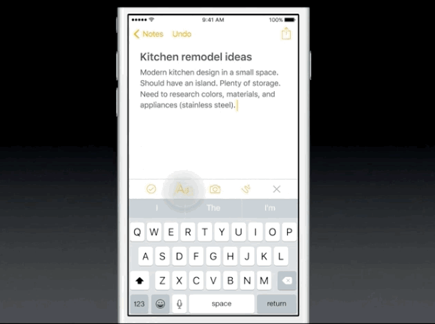 New Notes shortcuts