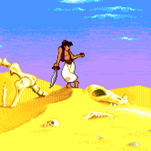 Not only did you get to use the sword, unlike in the SNES version, but the SEGA edition of Aladdin was animated by Disney staff. Much better game, and kept you cool on the playground.