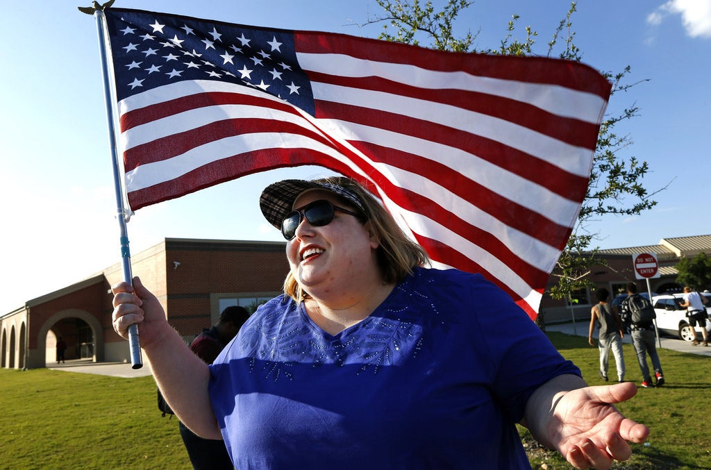 A police supporter in McKinney on Monday.