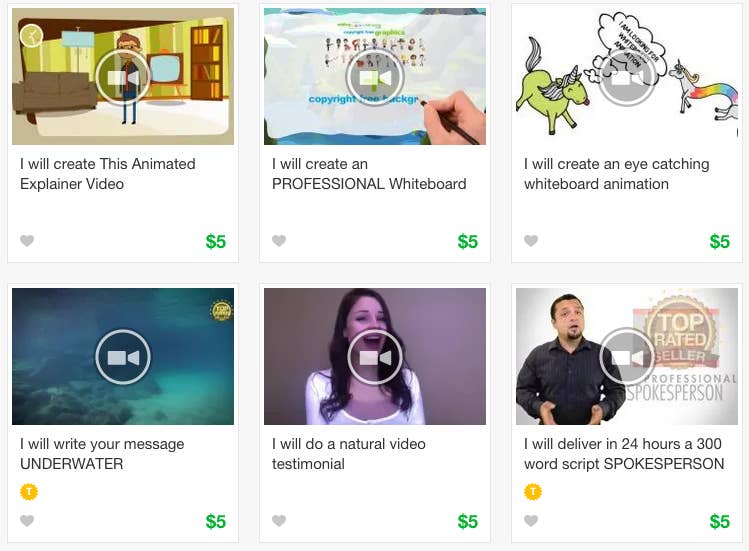 This &quot;five dollar marketplace&quot; actually lets sellers charge up to $300 for services such as recording and animation by adding on extras. Find out more at Fiverr.