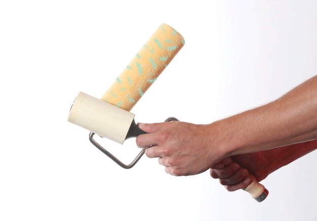 If you want a perfectly smooth finish, fuzz on a brand-new roller isn't ideal. Before painting, use a lint roller to remove any stray fuzz from the paint roller.