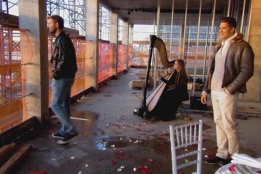 ...complete with dinner, rose petals, and a harpist.