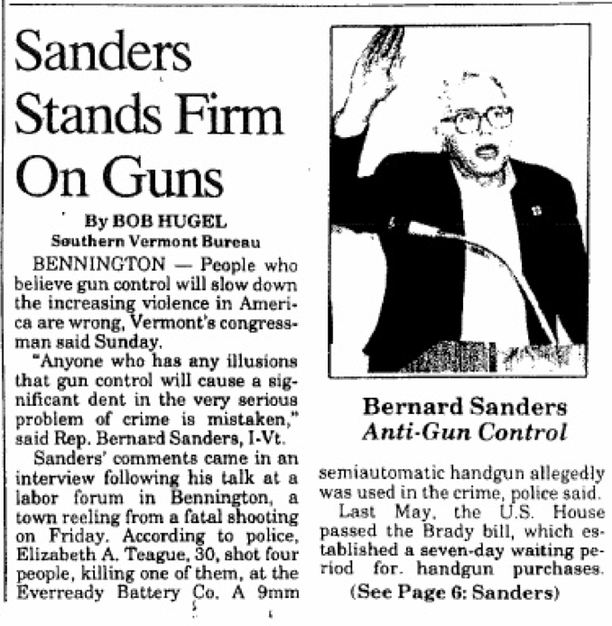 Bernie Sanders On Gun Control Measures In Early 90s People Pull The Trigger 