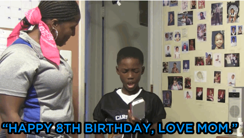 "Happy 8th Birthday, Love Mom." Game over, everyone. Mom FTW!