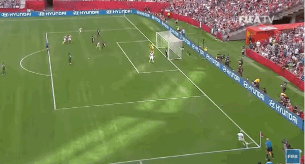 This was the U.S. veteran's, 14th World Cup goal, making her tied with Birgit Prinz (Germany) for second highest scoring player in Women's World Cup history. (Brazil's Marta is number one with 15.)
