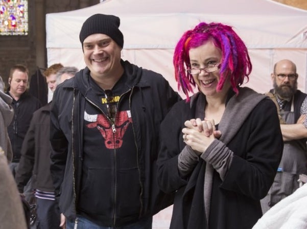 Andy and Lana Wachowski on the set of Jupiter Ascending.