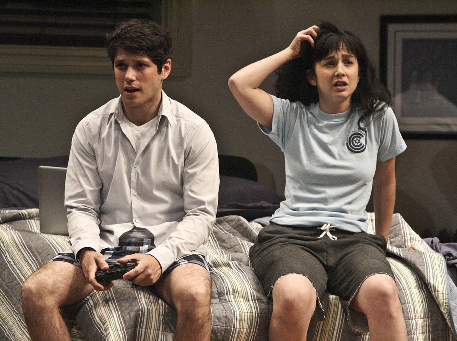 Raviv Ullman and Molly Ephraim in the Los Angeles production of Bad Jews at the Geffen Playhouse.