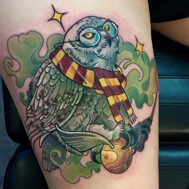 Im in love with my tattoo Owl carrying a letter with Harry Potter glasses  and scar Curious about others HP tattoos that are less obvious ie  not the Deathly Hallows symbol 