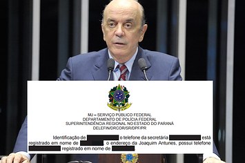 Tarja preta em relatório da PF revela nome de José Serra quando removida