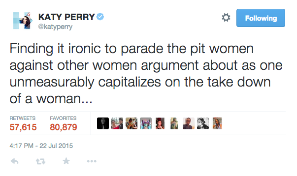 Finding it ironic to parade the pit women against other women...