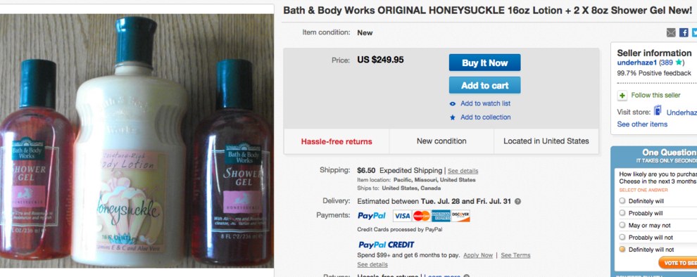 Bath and body works original honeysuckle