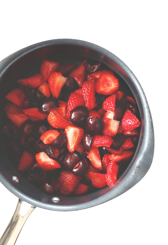 This calls for fresh or frozen strawberries and three tablespoons of orange juice. Be sure to use fresh-squeezed OJ or no-sugar-added kind. Get the recipe here.