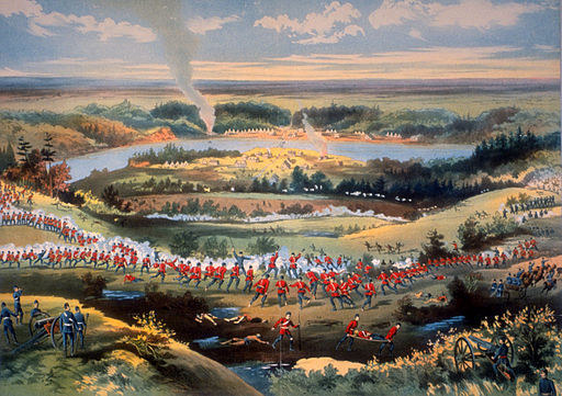 The unorganized rebels lose Riel terribly.