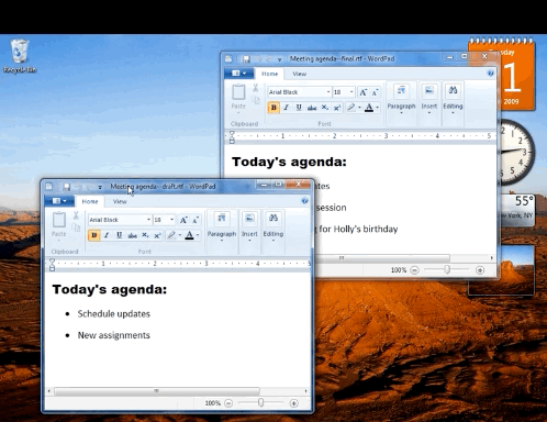 There are two ways to do it: 1) use the keyboard shortcut Windows key + Left or Right Arrow or 2) drag the title bar of a window to the left or right side of a screen.In Windows 8, the keyboard shortcut is Windows key + Shift + period (to snap left) or Windows key + period (to snap right).