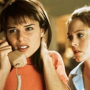 With Neve Campbell in Scream.