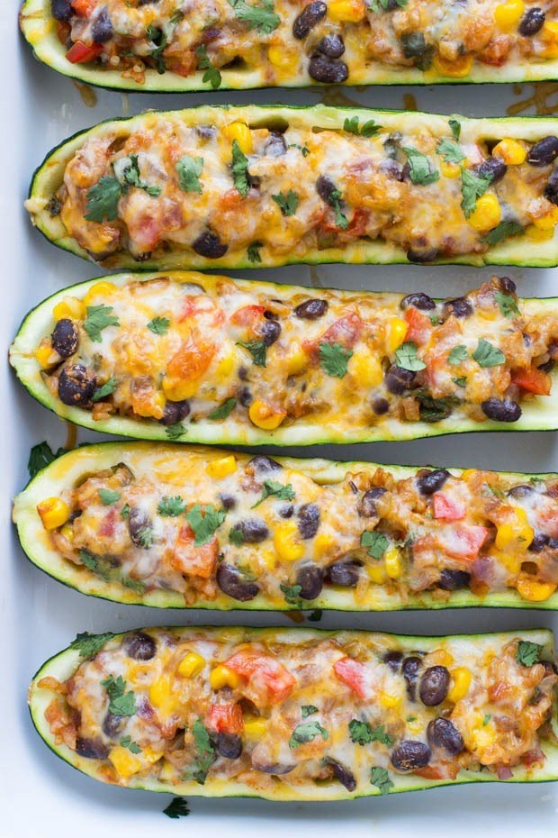 Zucchini stuffed with all the delicious flavors! Recipe here.