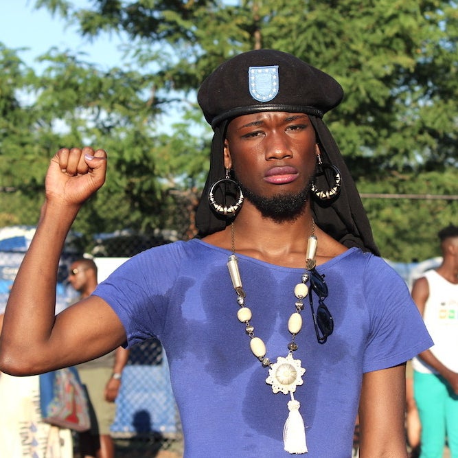 Micky Bradford, 24, at the Black Trans Lives Matter movement at AfroPunk.