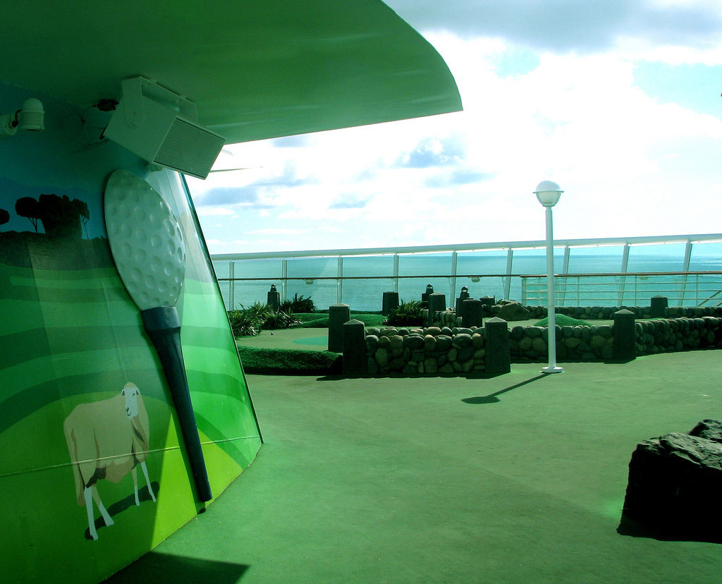 What could be more epic than playing on a mini golf green in the middle of the ocean?Locations: Royal Caribbean Cruises