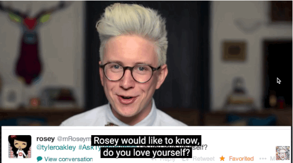 "Rosey would like to know, 'Do you love yourself?' Well, Rosey, I love myself every...single...day."